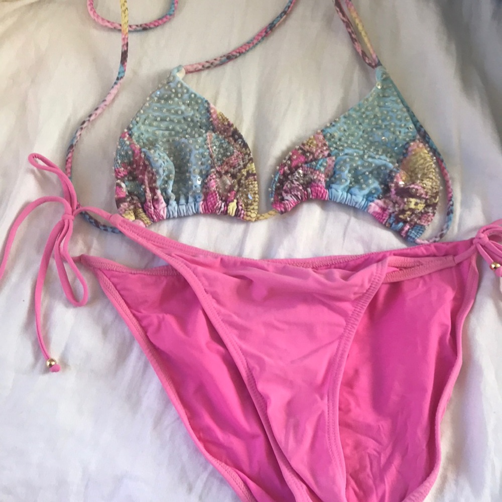 Piluq snake beaded bikini pink blue yellow L